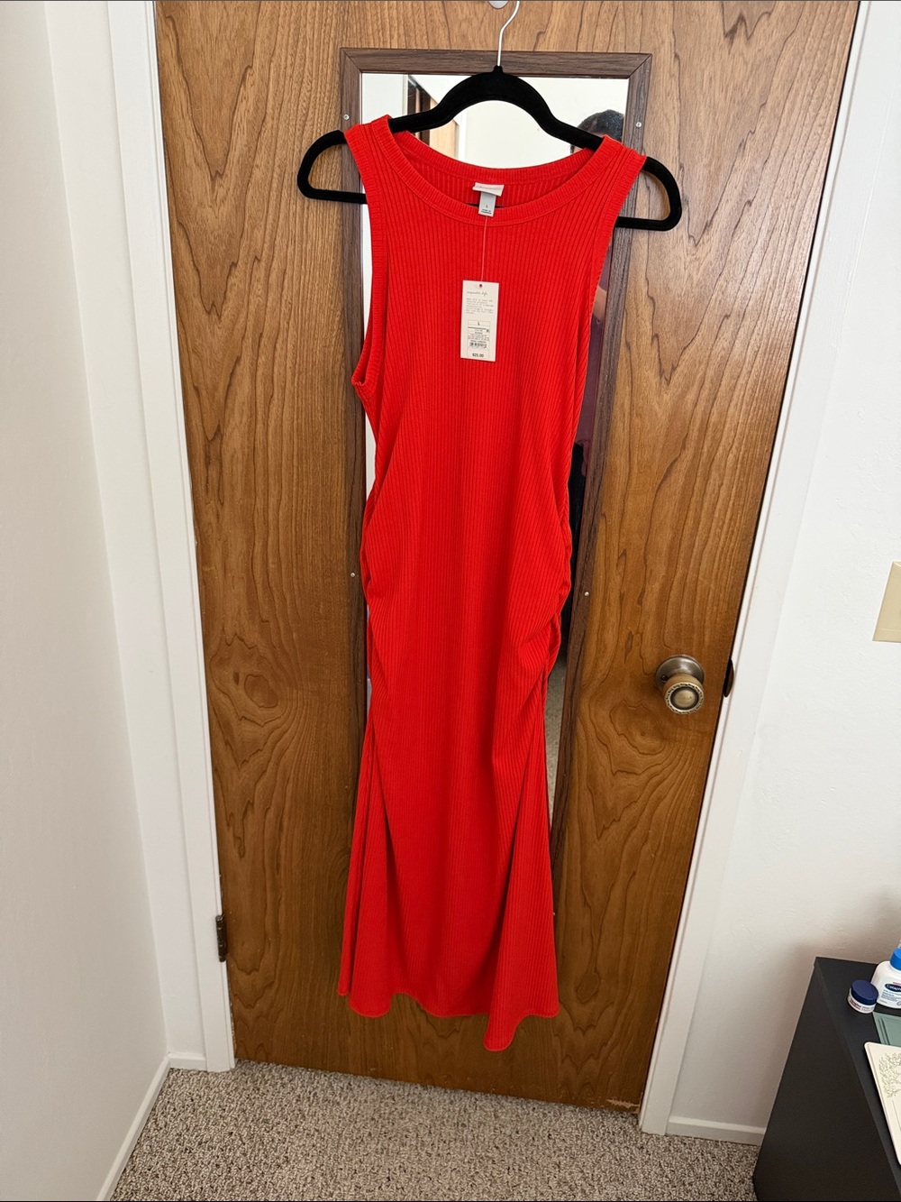 a new day Red Ribbed Sleeveless Maxi Dress